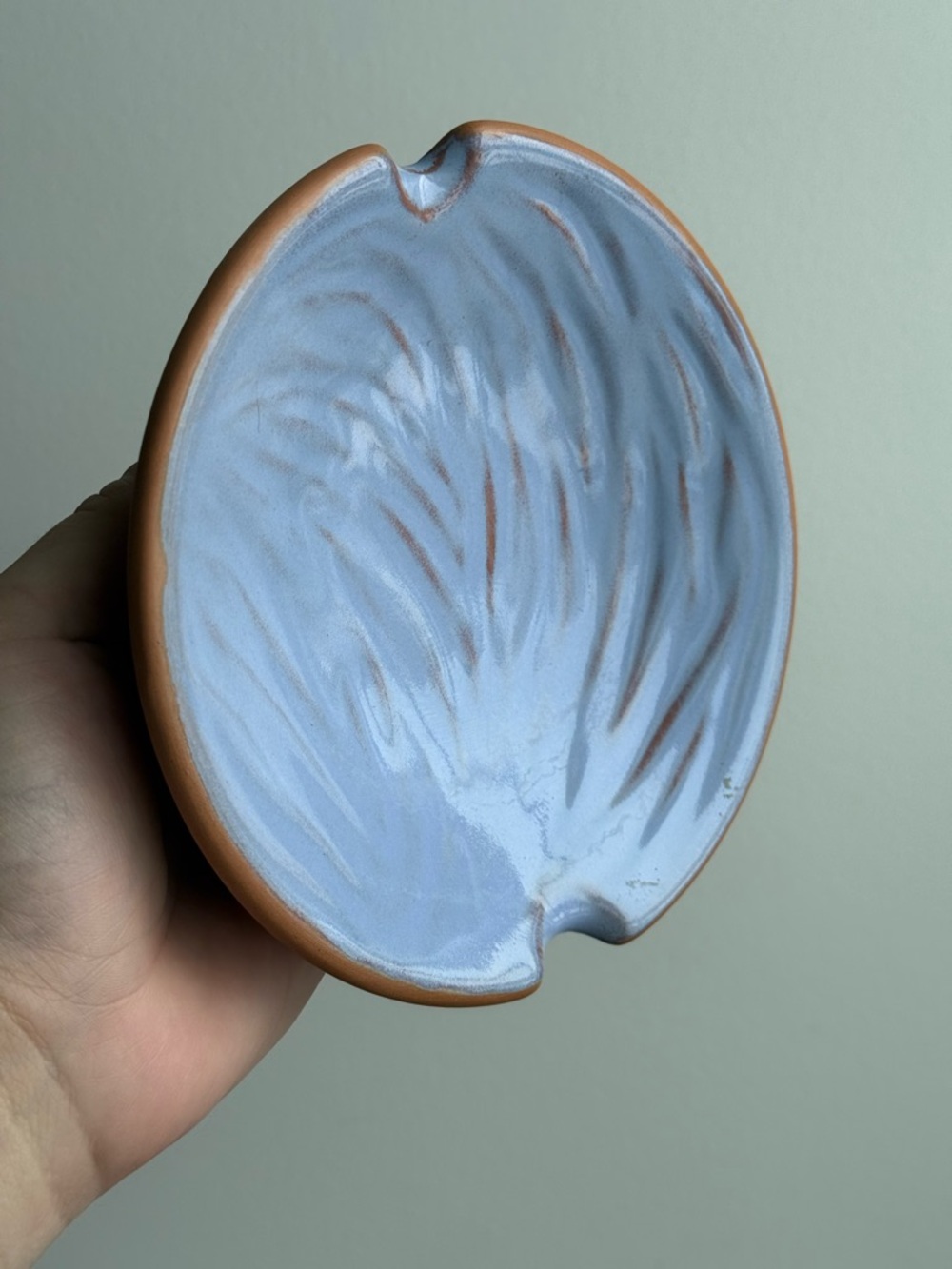 Urban Outfitters Home 2x6" Terracotta Blue Glazed Ashtray